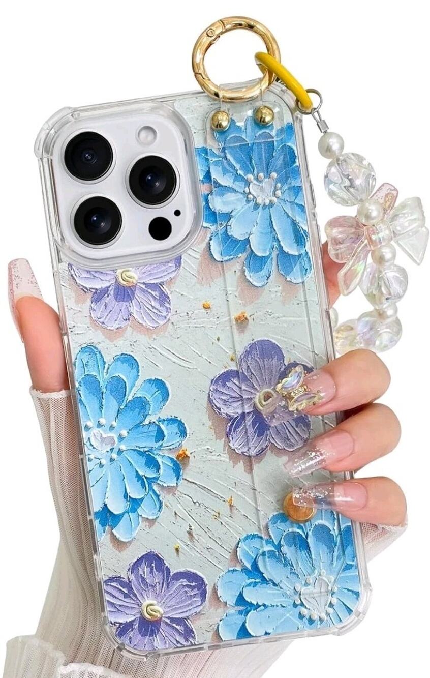 AIGOMARA for iPhone 16 Pro Case with Wristband and Bracelet Chain for Women s7